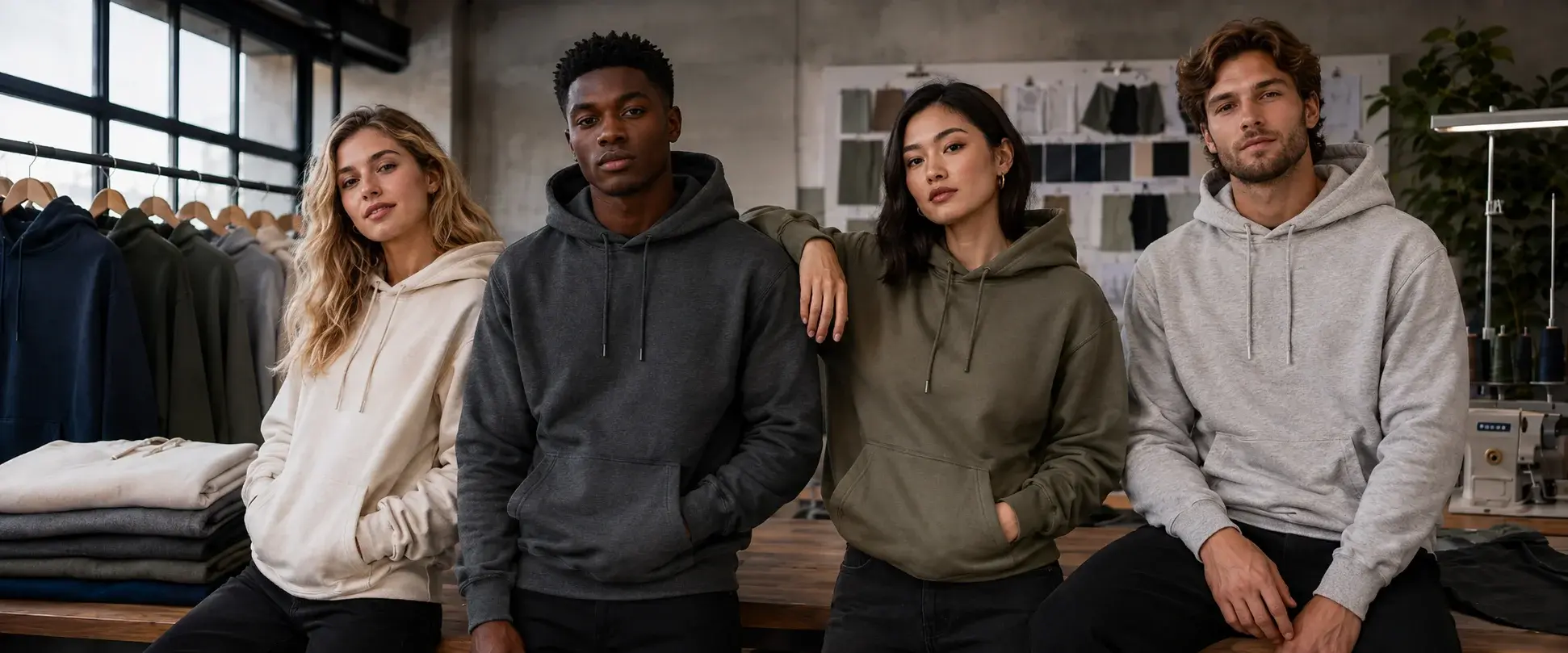 Custom hoodie manufacturer producing cut and sew hoodies for clothing brands.